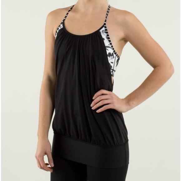 Lululemon Athletica 4 No Limits Racerback Tank Black White Floral - Picture 2 of 4